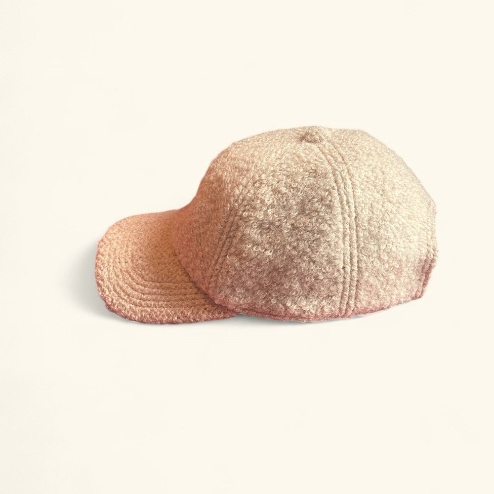Gap Boucle Baseball Sherpa Hat Tan Wool Blend Textured Cap